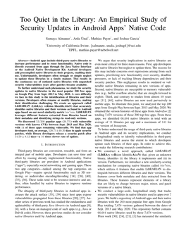 Too Quiet in the Library: an Empirical Study of Security Updates in Android Apps’ Native Code