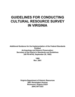 Guidelines for Conducting Cultural Resource Survey in Virginia