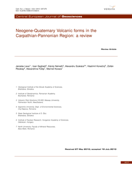 Neogene-Quaternary Volcanic Forms in the Carpathian-Pannonian Region: a Review