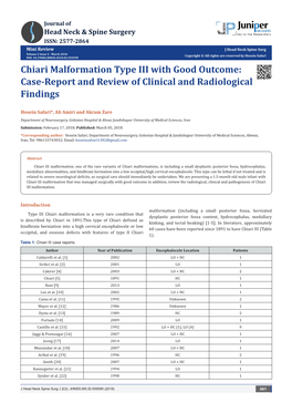 Chiari Malformation Type III with Good Outcome: Case-Report and Review of Clinical and Radiological Findings