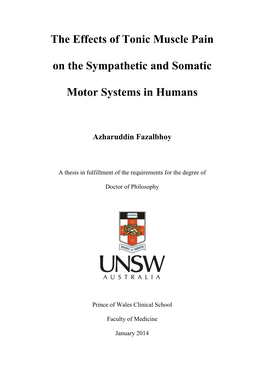 The Effects of Tonic Muscle Pain on the Sympathetic and Somatic Motor Systems in Human