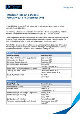 Universal Credit Full Service for All Claimant Types Began to Rollout Nationally (Beyond London)