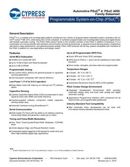 Automotive Psoc(R) 4: Psoc 4000 Family Datasheet Programmable