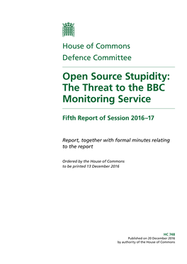 Open Source Stupidity: the Threat to the BBC Monitoring Service