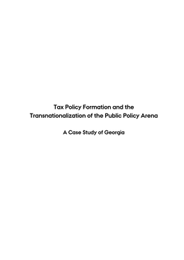 Tax Policy Formation and the Transnationalization of the Public Policy Arena