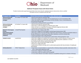 Additional Therapeutic Classes with Clinical Criteria