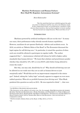 Machine Performance and Human Failure: How Shall We Regulate Autonomous Systems?