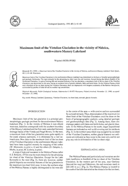 Maximum Limit of the Vistulian Glaciation in the Vicinity of Nidzica, Southwestern Mazury Lakeland