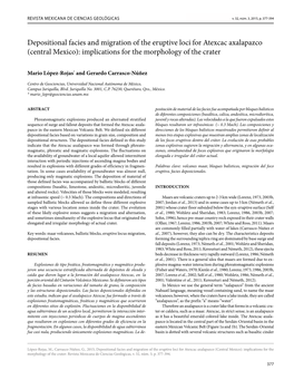 Depositional Facies and Migration of the Eruptive Loci for Atexcac Axalapazco (Central Mexico): Implications for the Morphology of the Crater