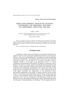 Stimulated Emission, Solid-State Quantum Electronics and Photonics: Relation to Composition, Structure and Size