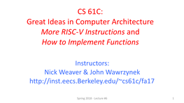 RISC-V Instructions and How to Implement Functions