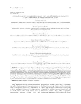 Euselasia Hygenius Occulta (Riodininae): First Report of Feeding on Psidium Guajava (Myrtaceae) in Minas Gerais State, Brazil