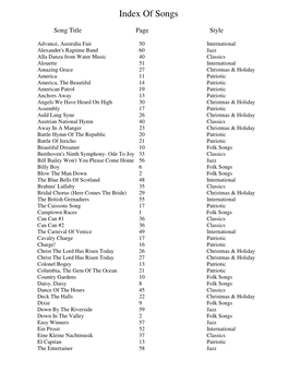 Index of Songs