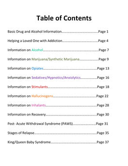 Table of Contents