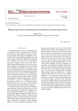 Stephen CHIA: Prehistoric Sites and Research in Semporna, Sabah, Malaysia