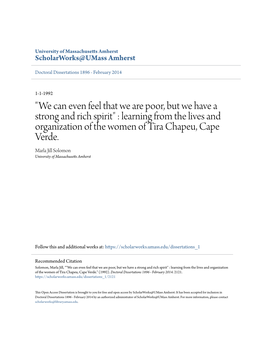 Learning from the Lives and Organization of the Women of Tira Chapeu, Cape Verde