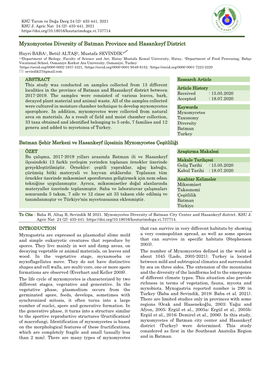 Myxomycetes Diversity of Batman Province and Hasankeyf District