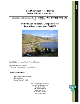 Environmental Assessment MT- (DOI-BLM-M T-B070-2015-0002-EA) February 1, 2016