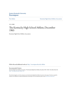 The Kentucky High School Athlete, December 1965 Kentucky High School Athletic Association