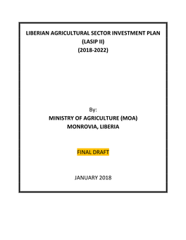 Liberian Agricultural Sector Investment Plan (Lasip Ii) (2018-2022)