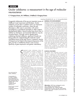 Ocular Coloboma: a Reassessment in the Age of Molecular Neuroscience