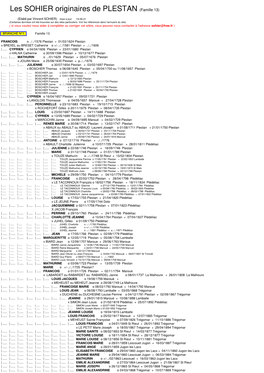 Les SOHIER Originaires De PLESTAN (Famille 13)