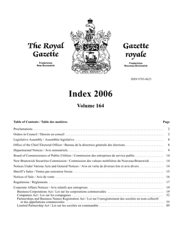 The Royal Gazette Index 2006