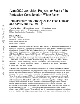 Astro2020 Activities, Projects, Or State of the Profession Consideration White Paper Infrastructure and Strategies for Time Domain and MMA and Follow-Up