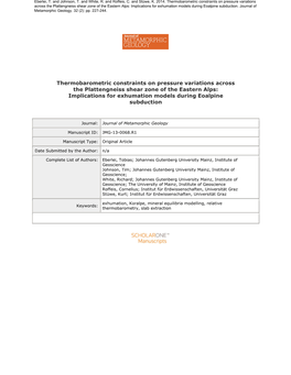 Thermobarometric Constraints on Pressure Variations Across The