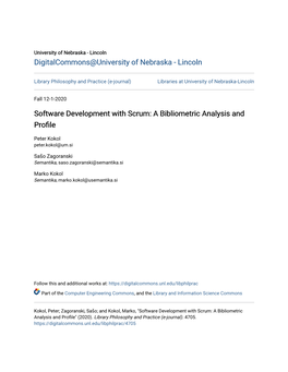 Software Development with Scrum: a Bibliometric Analysis and Profile