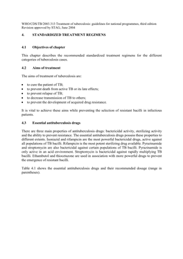 WHO/CDS/TB/2003.313 Treatment of Tuberculosis: Guidelines for National Programmes, Third Edition Revision Approved by STAG, June 2004