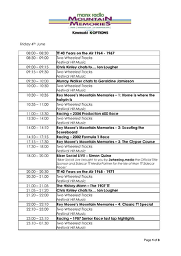 Radio TT Programme Schedule