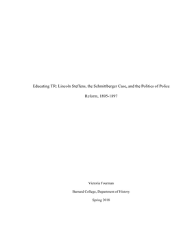 Educating TR: Lincoln Steffens, the Schmittberger Case, and the Politics of Police
