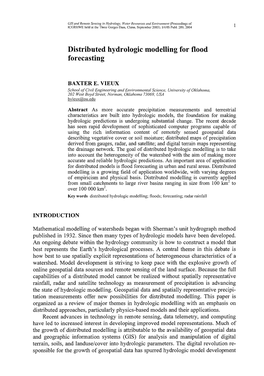 Distributed Hydrologie Modelling for Flood Forecasting