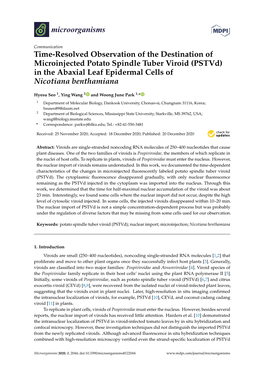 Time-Resolved Observation of the Destination of Microinjected Potato Spindle Tuber Viroid (Pstvd) in the Abaxial Leaf Epidermal Cells of Nicotiana Benthamiana