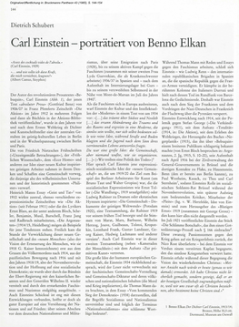 Carl Einstein - Porträtiert Von Benno Elkan