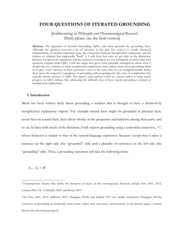 Four Questions of Iterated Grounding