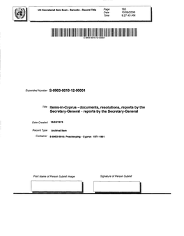 Title Items-In-Cyprus - Documents, Resolutions, Reports by the Secretary-General - Reports by the Secretary-General