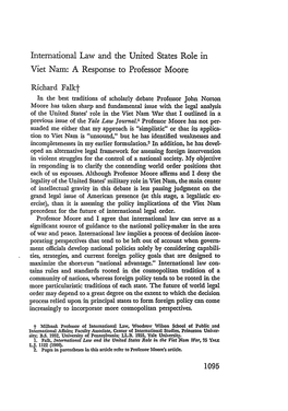 International Law and the United States Role in Viet Nam: a Response to Professor Moore