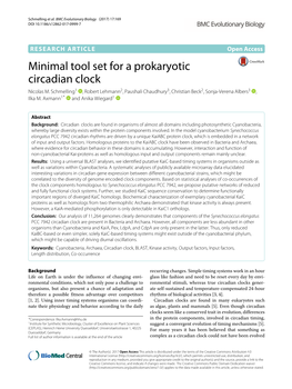 Minimal Tool Set for a Prokaryotic Circadian Clock Nicolas M