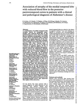 Association of Atrophy of the Medial Temporal Lobe with Reduced Blood