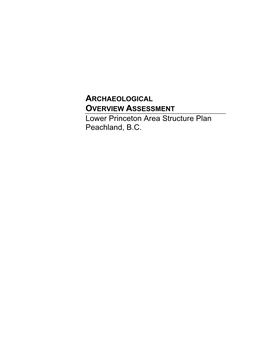 Lower Princeton Area Structure Plan Peachland, B.C