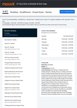 61 Bus Time Schedule & Line Route