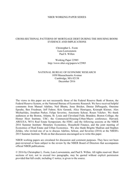 Cross-Sectional Patterns of Mortgage Debt During the Housing Boom: Evidence and Implications