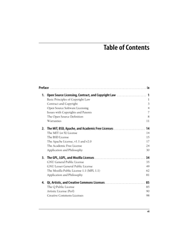 Table of Contents