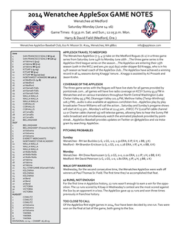 Medford Series Game Notes