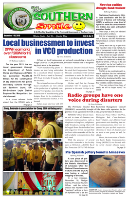 Local Businessmen to Invest in VCO Production