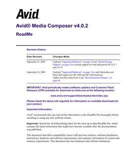 Avid® Media Composer V4.0.2 Readme