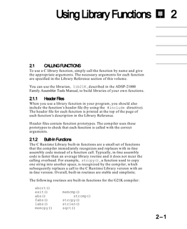 2 Using Library Functions