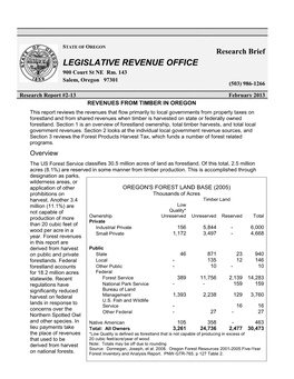 Revenues from Timber in Oregon (Research Report #2-13)